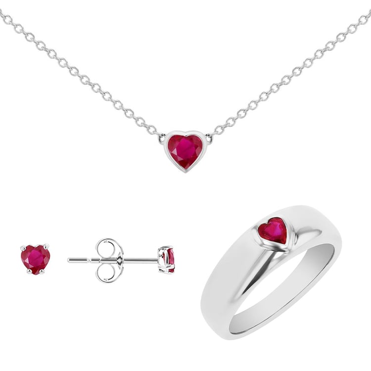 Kolekcia šperkov s rubínovými srdiečkami Ameena 100137