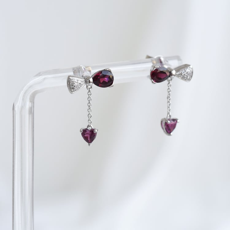 Náušnice s rhodolit granátmi a diamantmi 86788