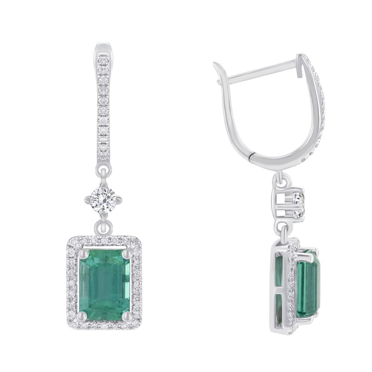 Zlaté smaragdové náušnice s diamantmi 42668