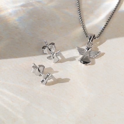 Strieborné náušnice s anjelmi Rabia