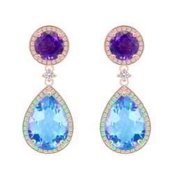 Diamantové náušnice s topásmi a ametystmi Marget