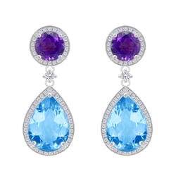 Diamantové náušnice s topásmi a ametystmi Marget