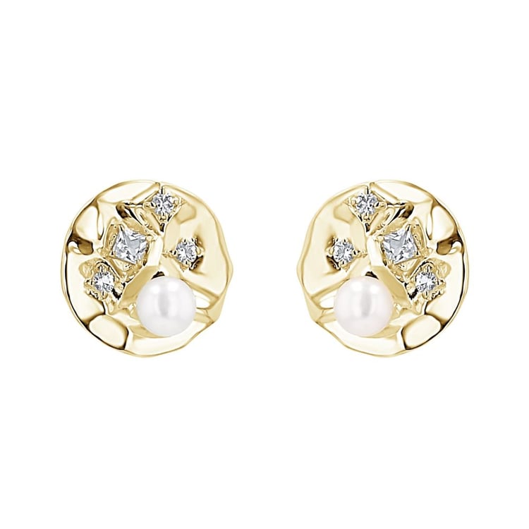 Strieborné perlové náušnice s bielym topásom