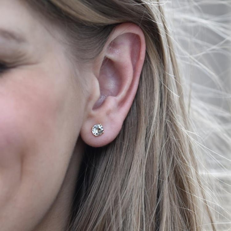 Zlaté náušnice s round ametystmi 45093