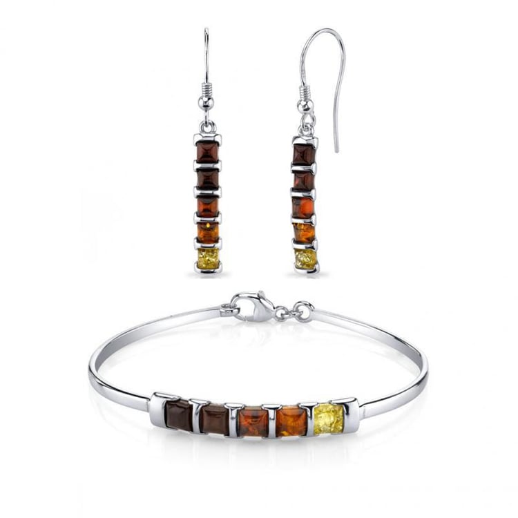 Kolekcia náramku a náušníc s jantármi Livona