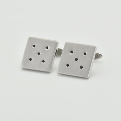 Strieborné manžetové gombíky s čiernymi diamantmi Abrami