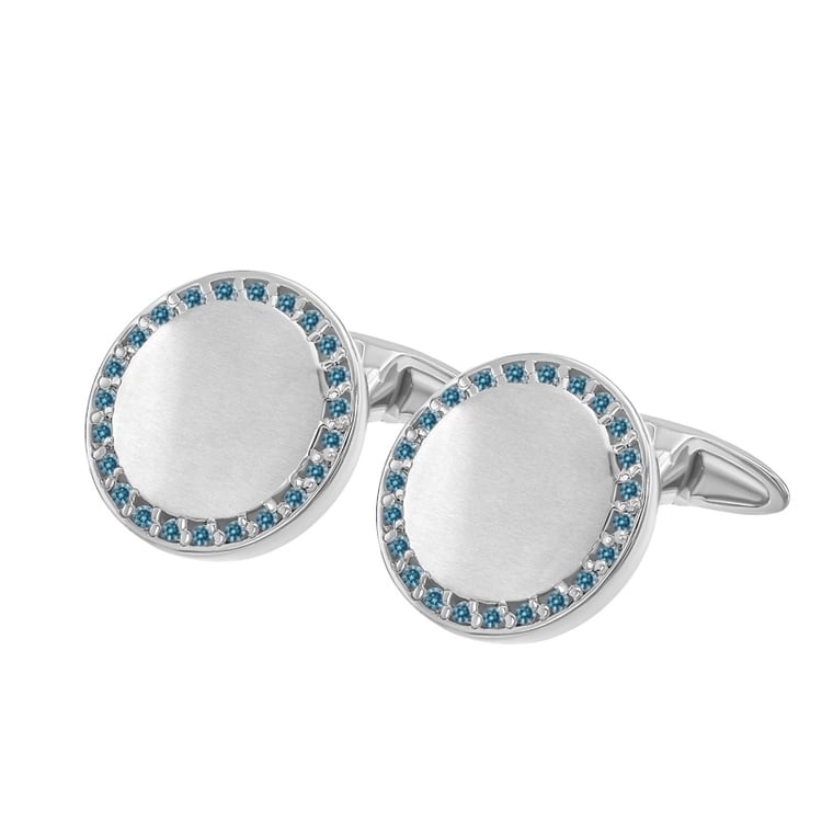 Strieborné manžetové gombíky s modrými diamantmi Abasi