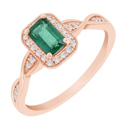 Elegantný smaragdový zlatý prsteň s diamantmi James