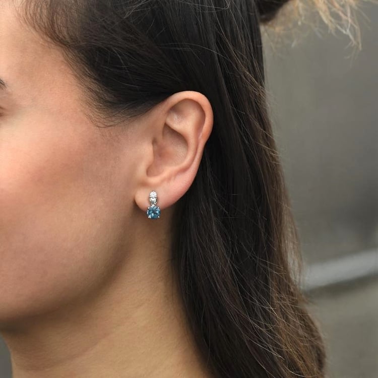 Strieborné topásové náušnice so zirkónmi 105050