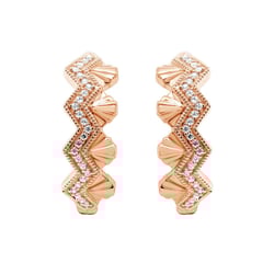 Zlaté neobvyklé kruhové náušnice s lab-grown diamantmi Alva