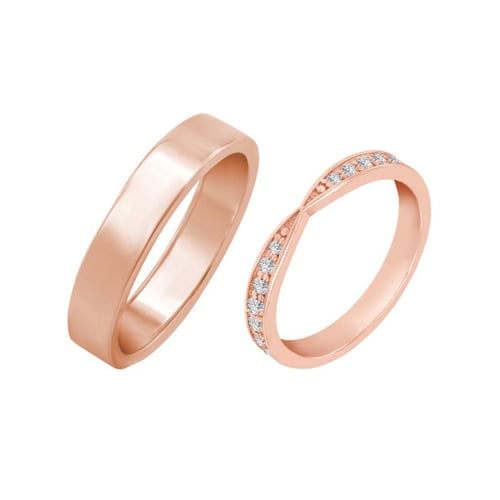 Eternity prsteň s lab-grown diamantmi a pánsky plochý prsteň Taio
