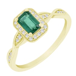 Elegantný smaragdový zlatý prsteň s diamantmi James