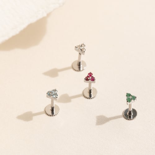 Zlatá piercing náušnica s rubínmi Rossi