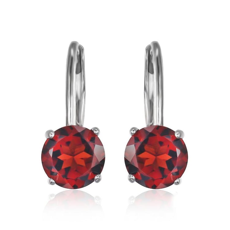 Strieborné visiace náušnice s granátmi Bem
