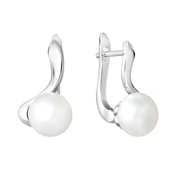 Strieborné náušnice s bielymi perlami Comet