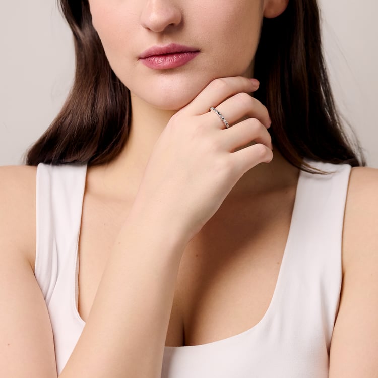 Half-eternity prsteň zo zlata s čiernymi a bielymi lab-grown diamantmi Tariq 165498