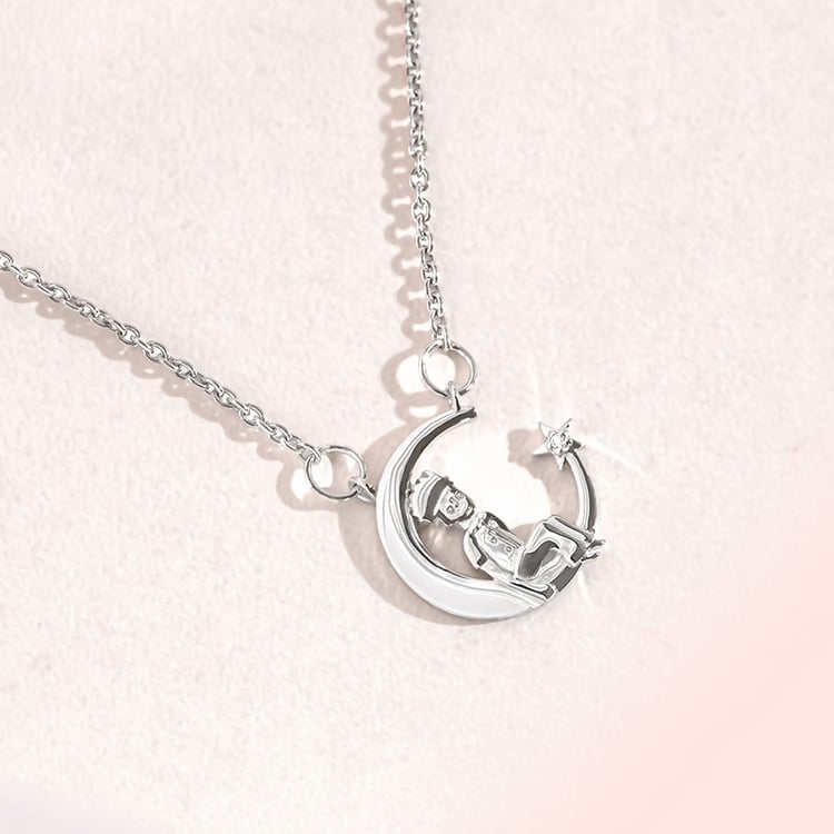 Náhrdelník v tvare mesiaca s diamantom Malý princ 157223