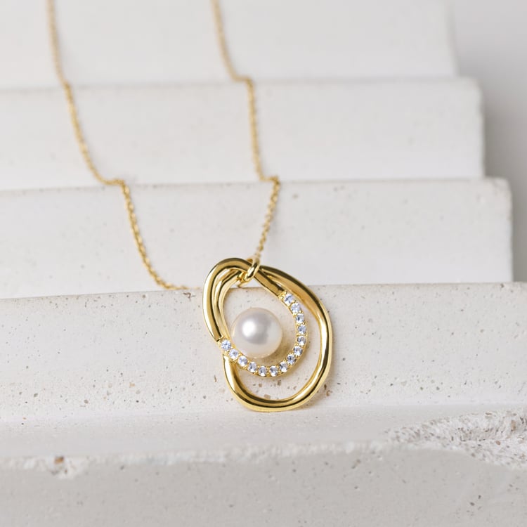 Strieborný perlový prívesok s bielymi topásmi Fenella 164103