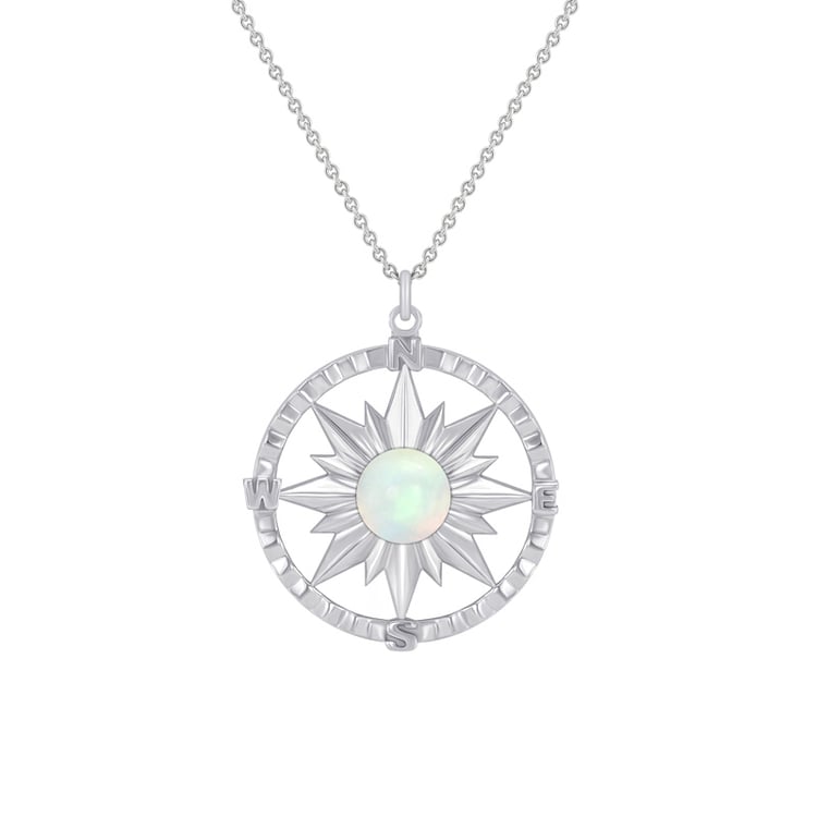 Zlatý náhrdelník kompas s prírodným opálom Abreu