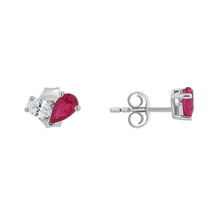 Náušnice Toi et Moi s rubínom a lab-grown diamantom Dua 134944