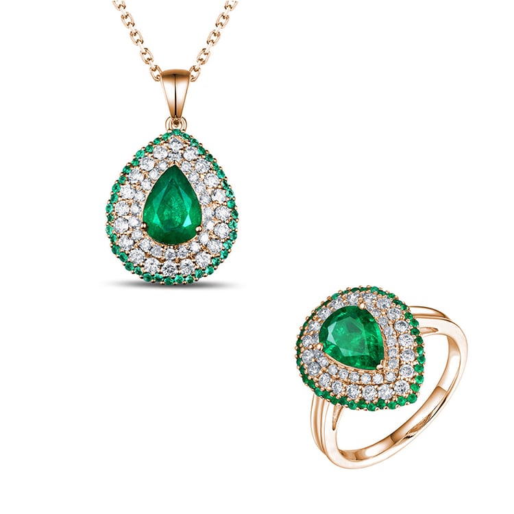 Smaragdová súprava šperkov s diamantmi Teal 147572