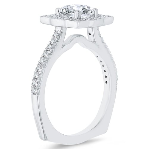 Extravagantný zásnubný diamantový prsteň v halo štýle Omega