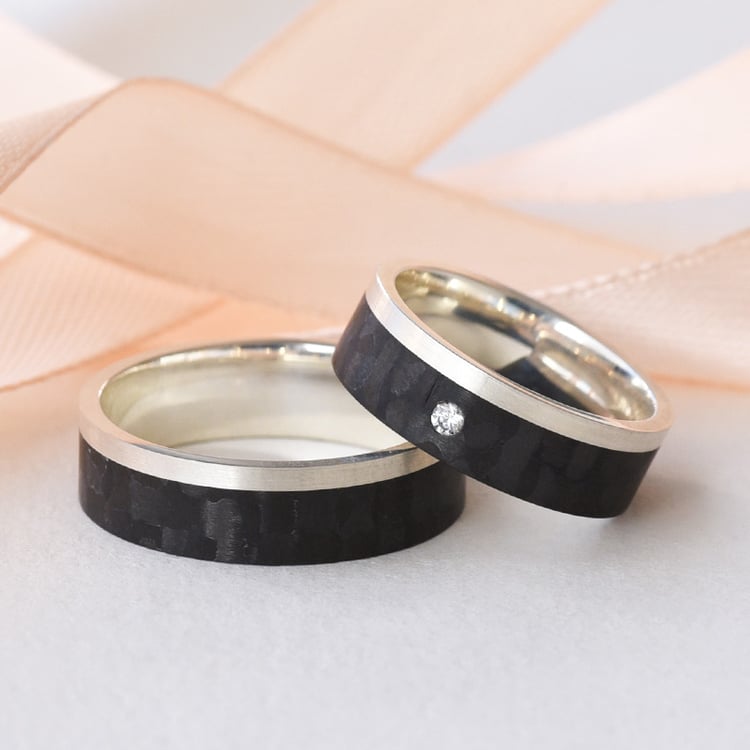 Karbonové snubné prstene zo zlata 77508