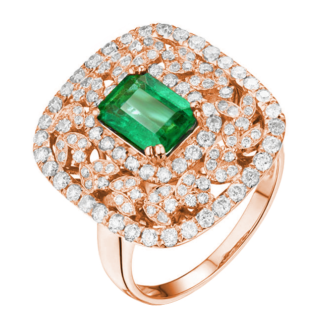 Zlatý prsteň so smaragdmi a diamantmi Smaria 141453