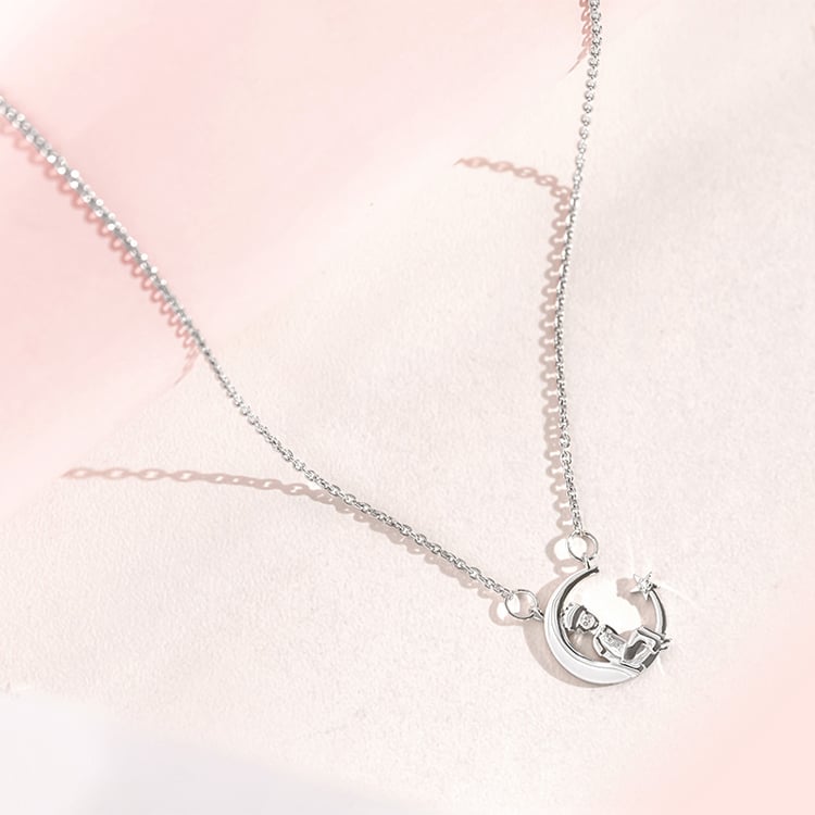 Náhrdelník v tvare mesiaca s diamantom Malý princ 157221