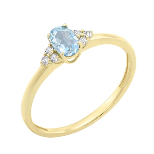Elegantný prsteň s akvamarínom a diamantmi Kylie