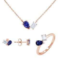 Set šperkov Toi et Moi s lab-grown diamantom a zafírom Avila