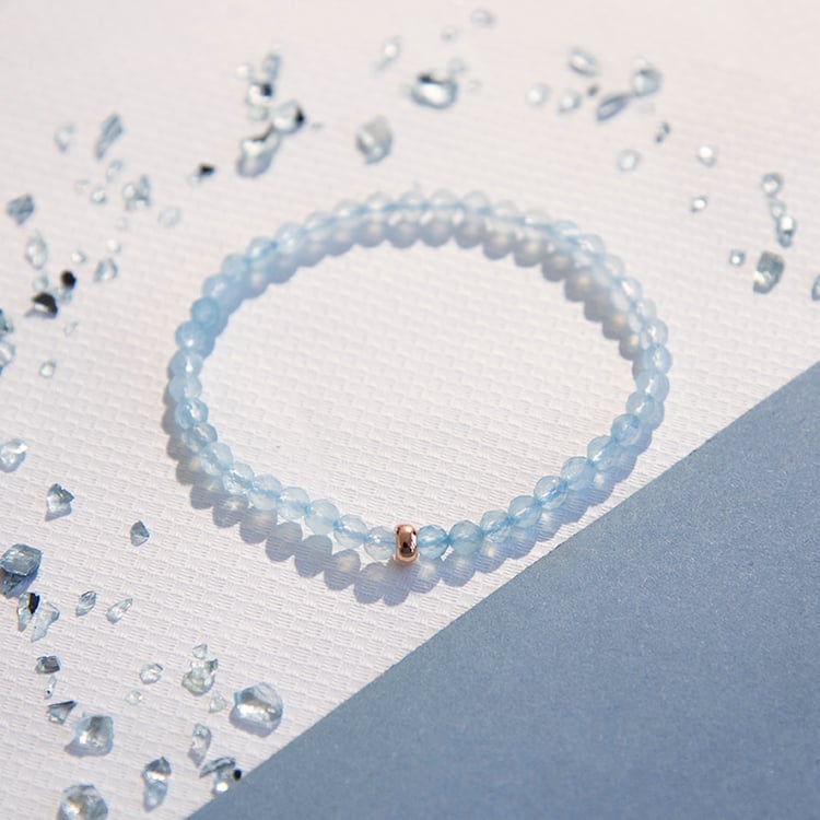 Strieborný náramok s akvamarínovými korálkami Dalby 109206