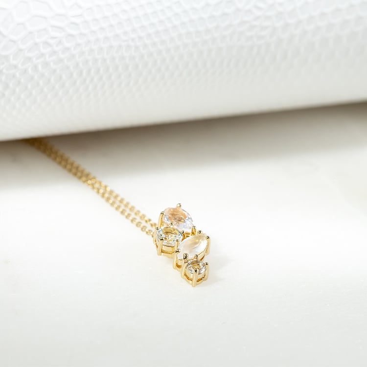 Strieborný prívesok s mesačným kameňom, ruženínom a topásmi Telma 131921