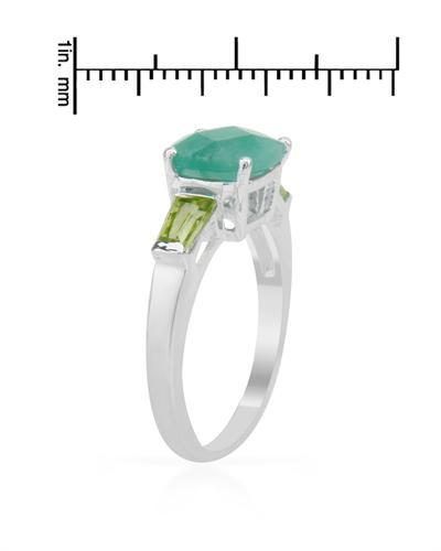 Strieborný prsteň so smaragdom a olivínmi 1393