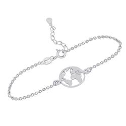 Strieborný náramok s mapou sveta Map