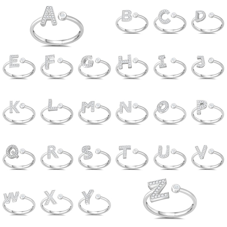 Diamantový prsteň s výberom písmen a drahokamu Zorion 87882