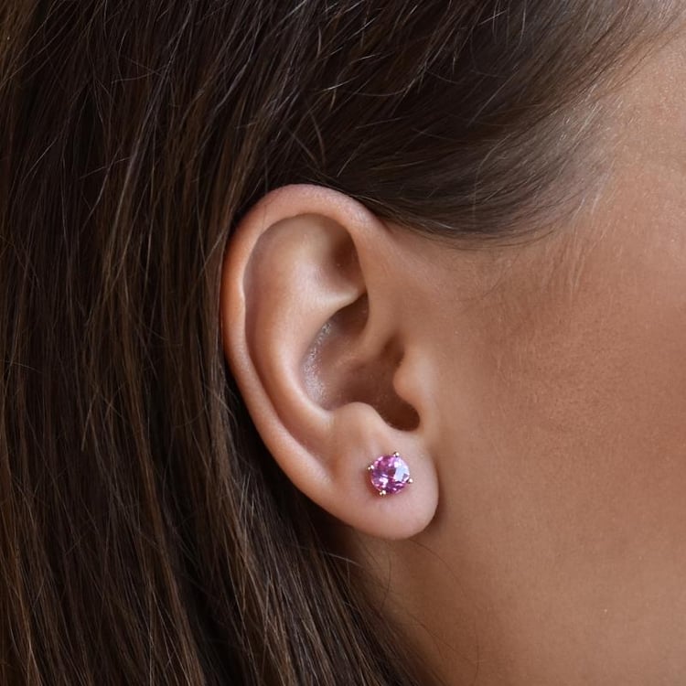 Zlaté náušnice s ružovými zafírmi 37578