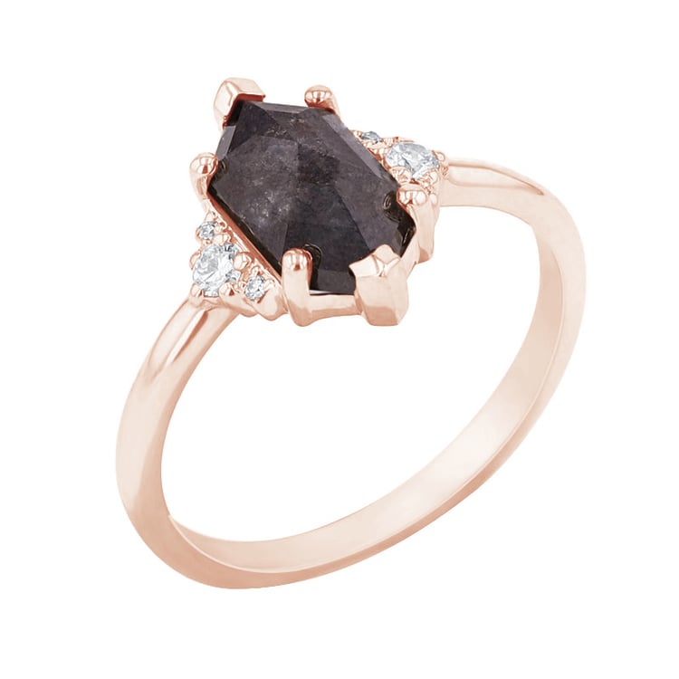 Zásnubný prsteň s hexagon salt and pepper diamantom Lanre 117625