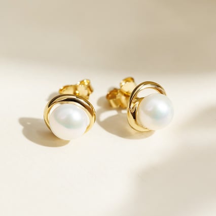 Strieborné perlové náušnice Colton