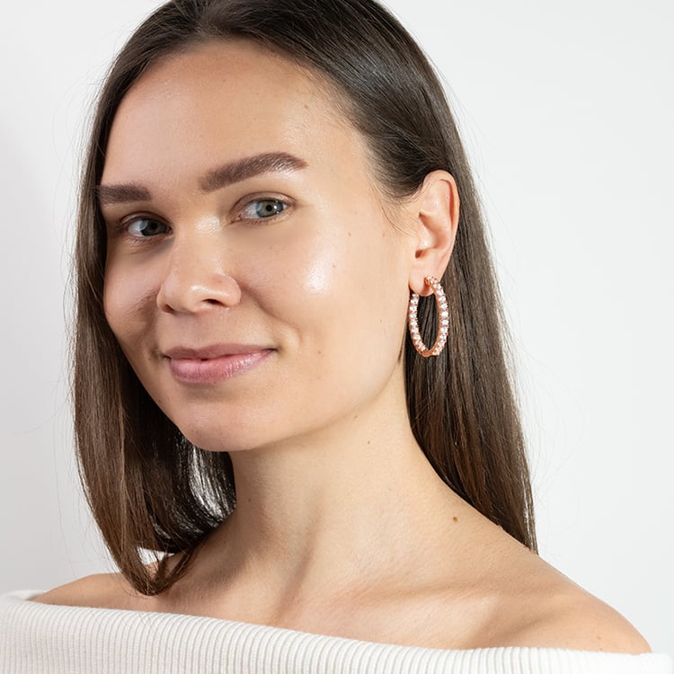 Strieborné kruhové náušnice so zirkónmi Elibi 149944