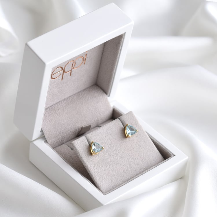 Pozlátené strieborné náušnice s modrými topásmi 78717