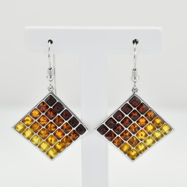 Strieborné náušnice s jantármi 15201