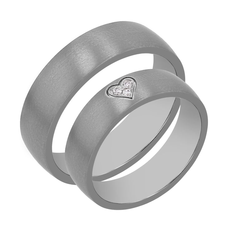 Titanové snubné prstene s diamantovým srdcom Haney