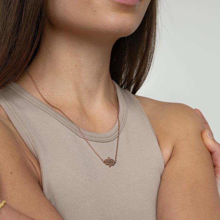 Strieborný joga náhrdelník so symbolom Hamsa 134343