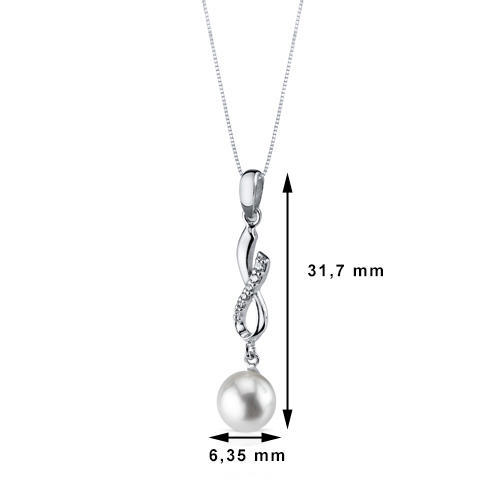 Perlový náhrdelník so zirkónmi strieborný 2298