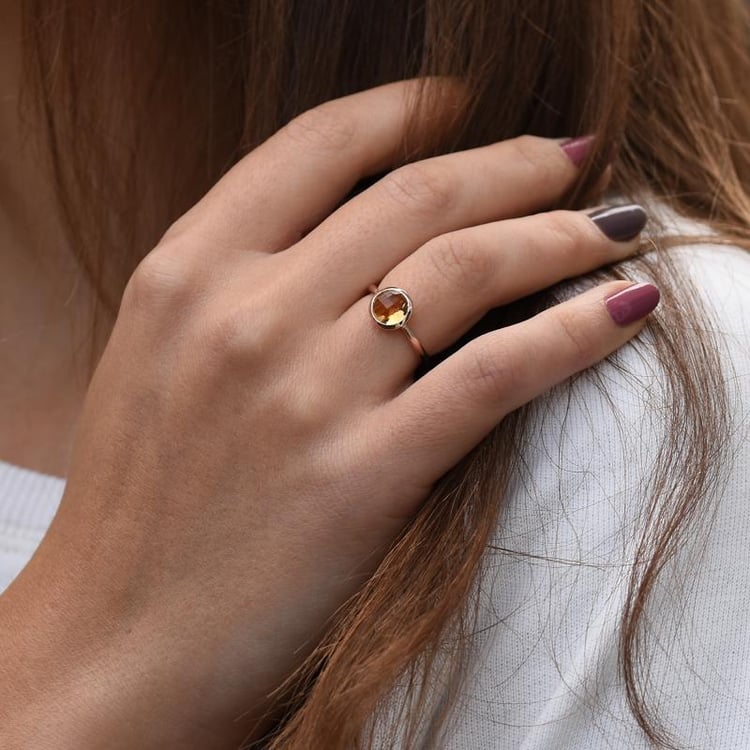 Prsteň s citrínom z ružového zlata 49961