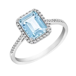 Zlatý diamantový prsteň s akvamarínom Wetty