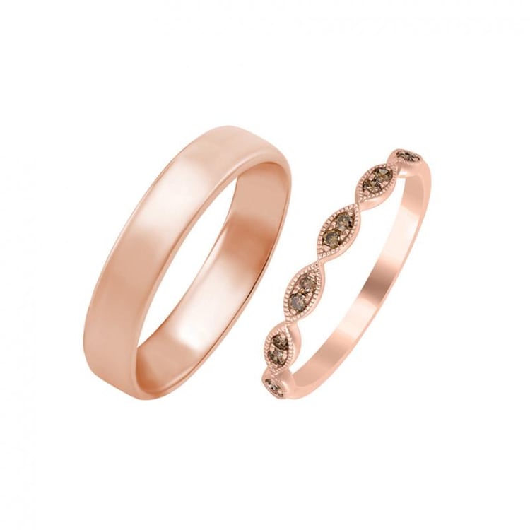 Svadobné obrúčky vo vintage štýle s champagne diamantmi