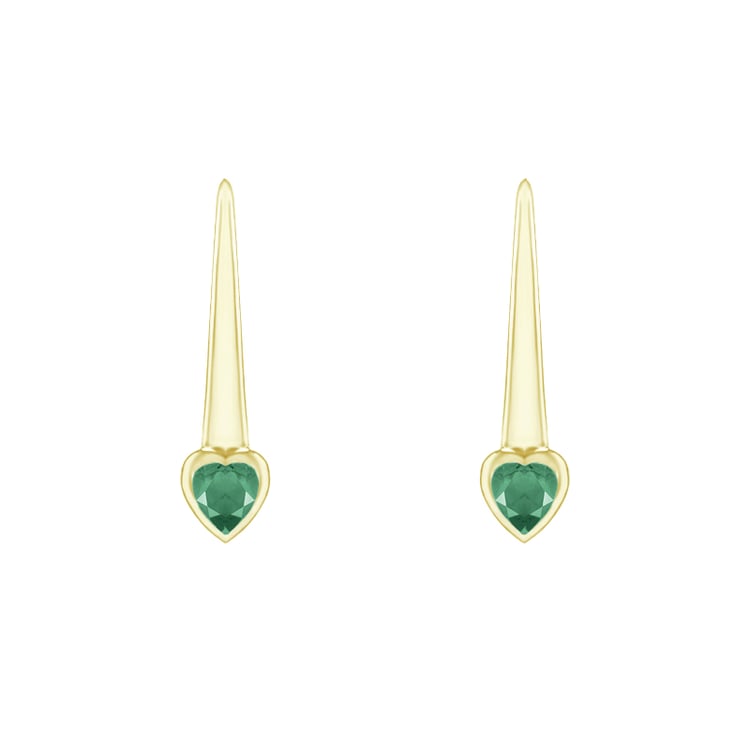 Visiace náušnice so smaragdovými srdiečkami Levy