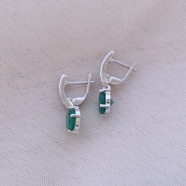 Náušnice so zelenými Onyx a zirkónmi 60199